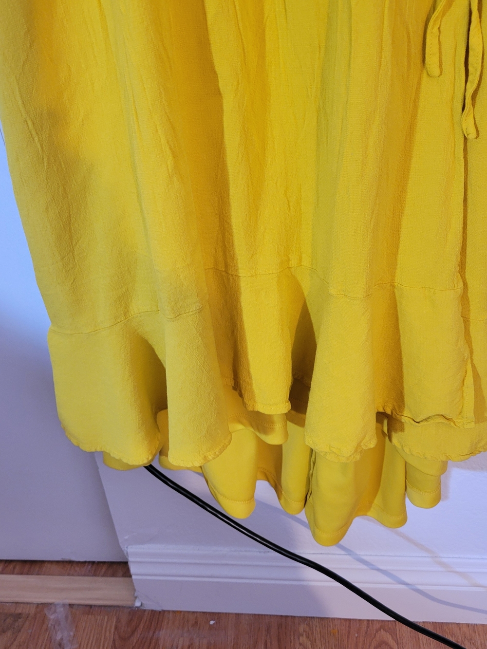 Torrid Bright Yellow Wrap High-Low Dress with Ruffle Hem - Picture 2 of 7